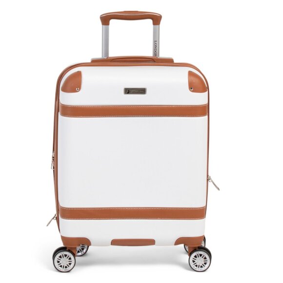 LONDON FOG White 20in Vintage Hardside Carry-on Spinner - Picture 1 of 2